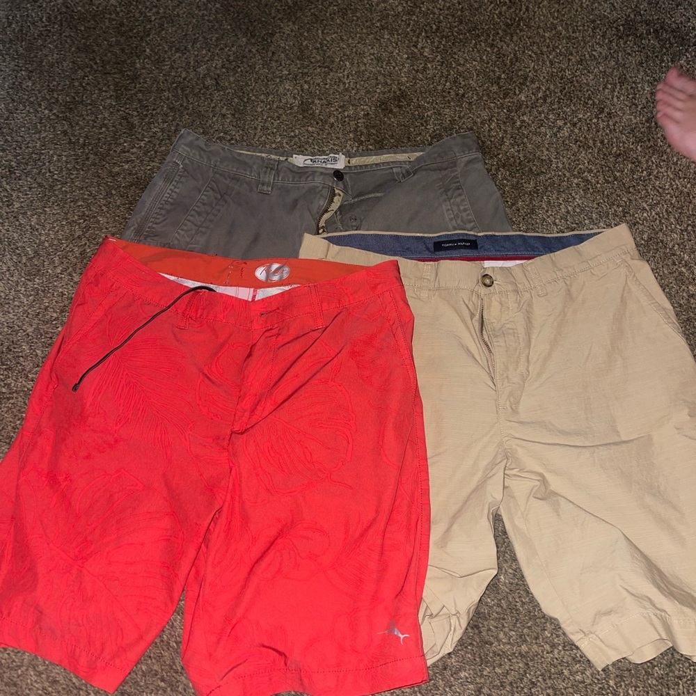 Red, Gray, and Tan Shorts Set
